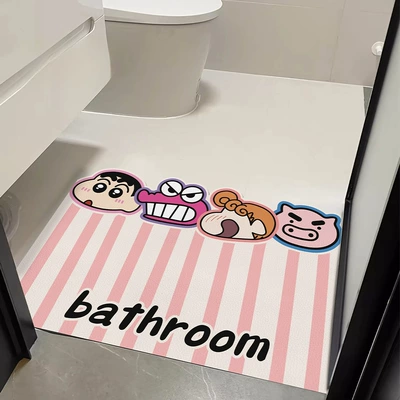 Avtomobil döşəmə paspasları | New Xiaoxin Diatom Mud Bathroom - pink-striped-xiaoxin-avatar-4060-wear-resistant-and-dirt-resistant-diatom-mud