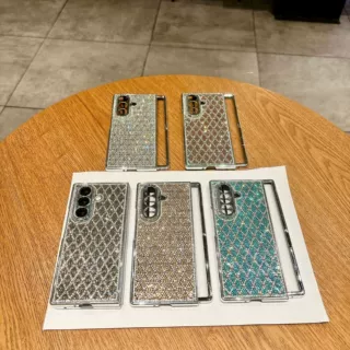 跨境爆款适用三星ZFOLD7菱格水晶钻石韩国zfold5/6闪钻亮钻折叠壳