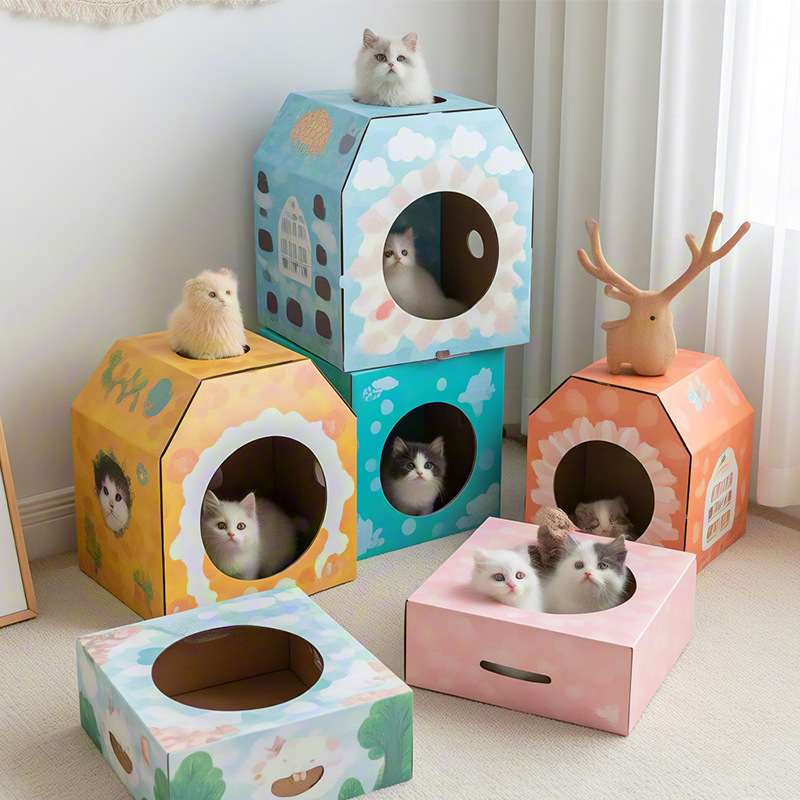New Cat carton carton paper cat nest Cat caught board integrated…