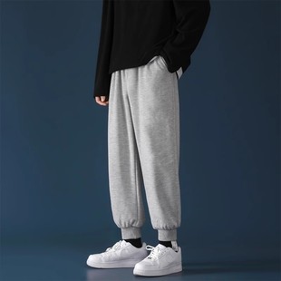 Hong Kong Style Men's Loose Trendy 9-Point Casual Pants Autumn New Jogger Trendy Brand Solid Color Women's Sweatpants Ins