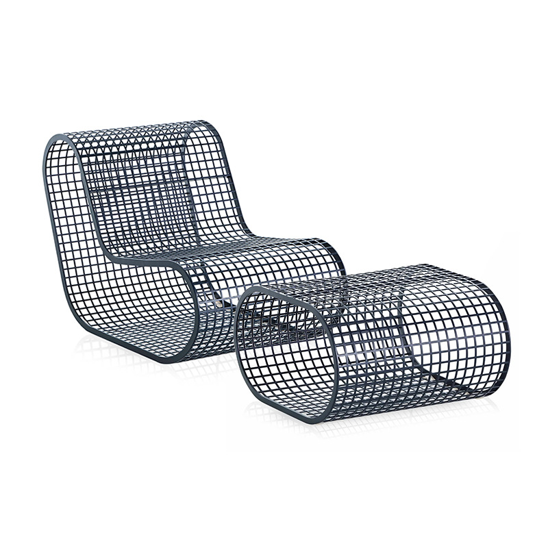 Conjunto de sofás para exteriores para balcón de villa, terraza de jardín resistente al sol, sofá creativo de ratán de aleación de aluminio con diseño hueco. image 6