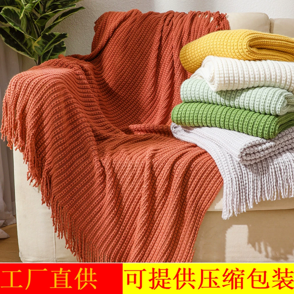 Одеяло для дивана Офисный сон Одеяло для кондиционирования воздуха Одеяло с фасолью Вязаное одеяло Богемное одеяло для обеда Одеяло на краю кровати