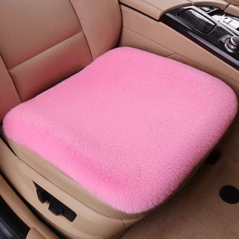 Five-piece set of winter-proof, faux rabbit fur car seat cushions, designed to keep you warm, with a non-shedding, universal fit for all car seats
