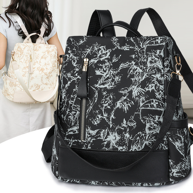 Mochila antirrobo para mujer 2024 nueva impresión de moda para mujer bolso de hombro multiusos de gran capacidad, ligero y versátil