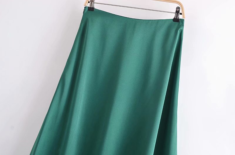 silk satin texture midi skirt  NSAM49397