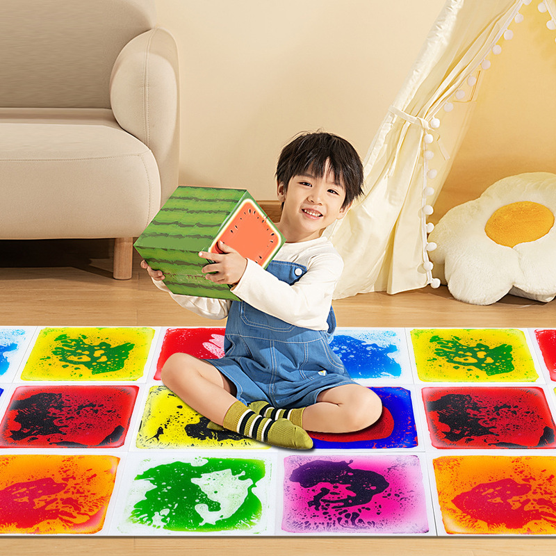 Carefully Selected Early Education Center Children's Educational Tactile Liquid Color Brick Floor Mat Puzzle Floor Mat Toy Sensory Flowing Floor Mat