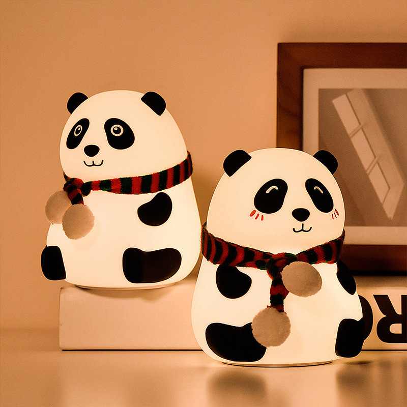 Panda Silicone Lamp Silicone Night Light Panda Pat Lamp Ambient Light Night Light Bedside 3D Night Light Silicone Lamp