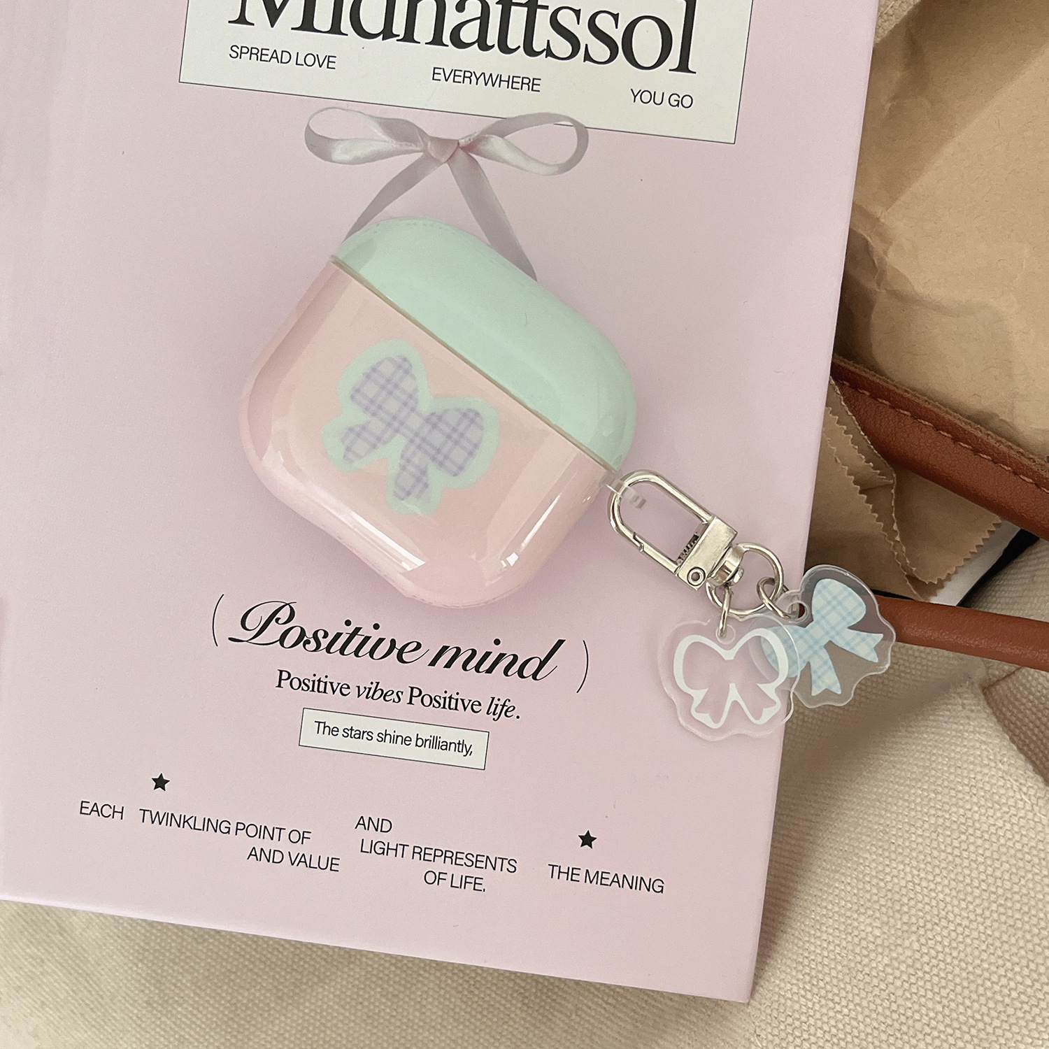 Lazo rosa y verde para Airpods1/2da generación para auriculares Colgante Pro2 Nueva 3/4 generación airpodsPro Mujer