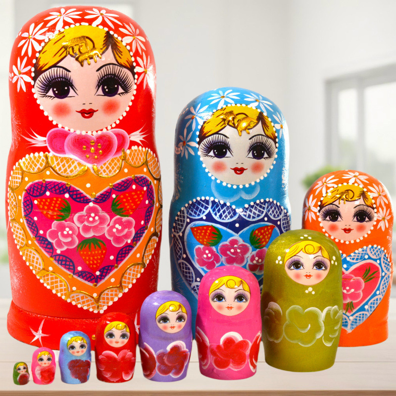 古典的なロシアのマトリョーシカ人形手描きのハッピーベビーネット有名人の絶妙なおもちゃバスウッド|undefined