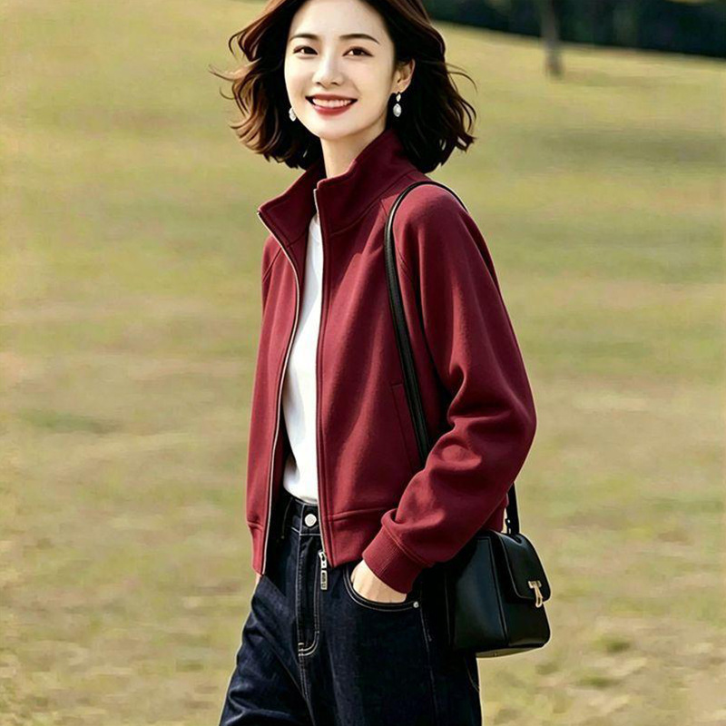 Khmer-style stand-up collar zip-up cardigan, long-sleeved sweatshirt, women's autumn 2026 new collection, casual jacket Khmer-style stand-up collar zip-up cardigan, long-sleeved sweatshirt, women's autumn 2026 new collection, casual jacket