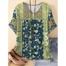 Y 52291 Floral print women's short sleeve ����ӡ��Ůʿ����