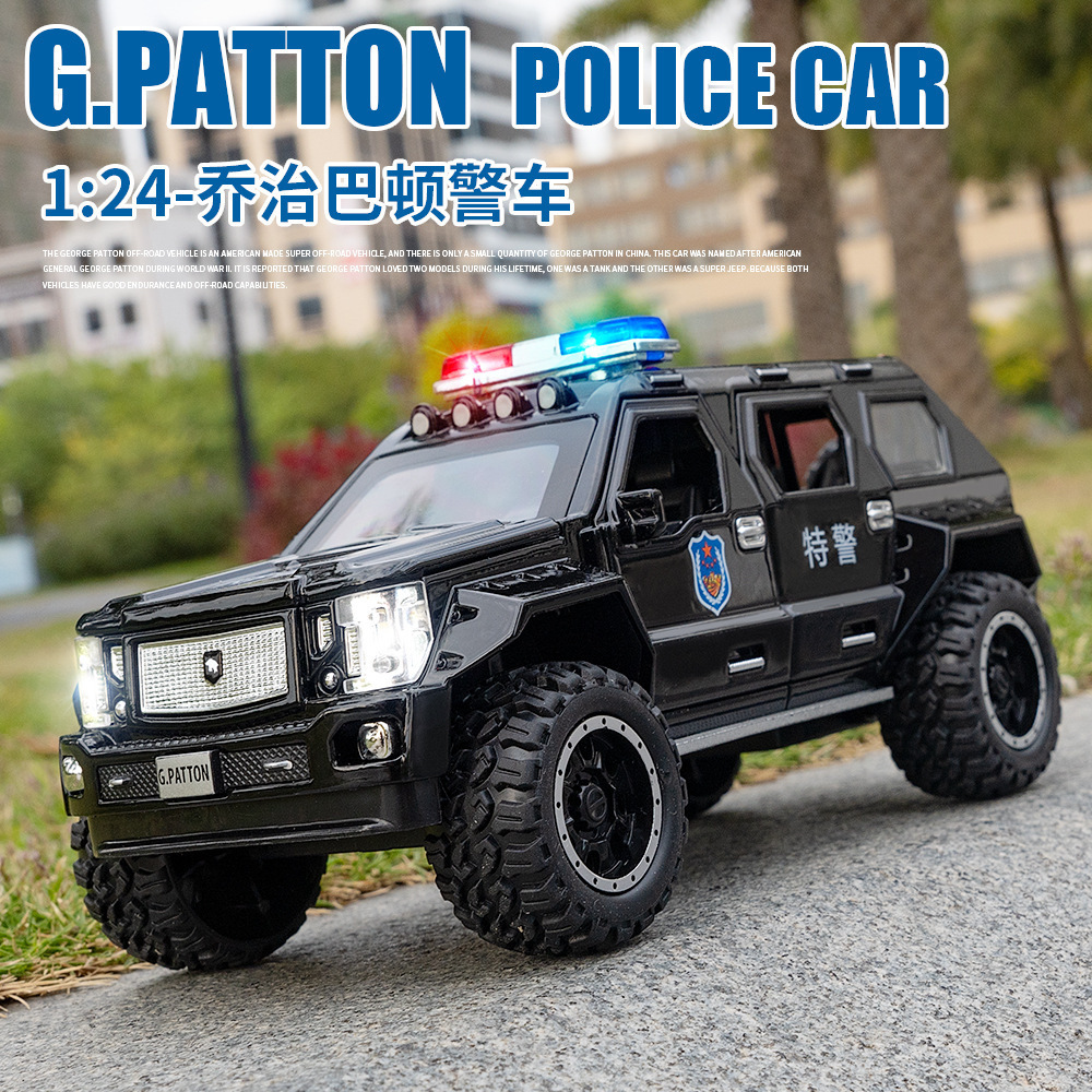 Modelo de coche de aleación de simulación de coches 1:24 George Barton Tire hacia atrás coche de policía con sonido y luz modelo de coche de juguete colección de decoración