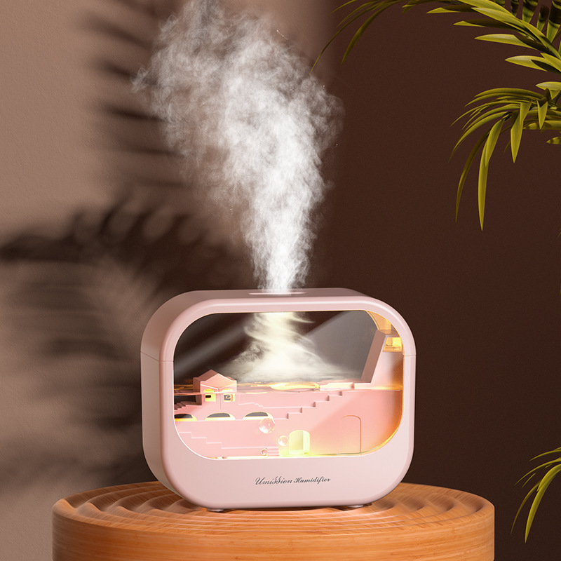 新しいクロスボーダーマイクロ風景アロマセラピー加湿器レインドロップカラフルなグラデーションライト大容量スプレーエッセンシャルオイルディフューザー|undefined