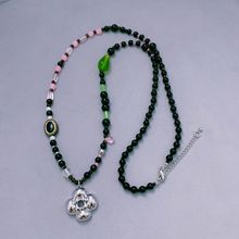 莫奈花园彩色串珠高级感时尚民族风复古项链小花吊坠百搭气质项链