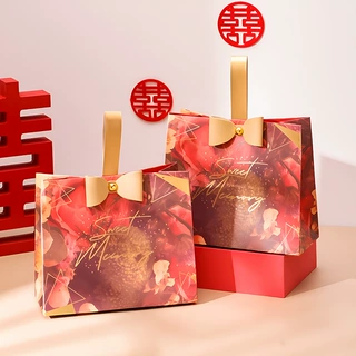 新款喜糖盒结婚专用喜糖盒子手提喜糖袋高级感糖果包装盒空盒批发