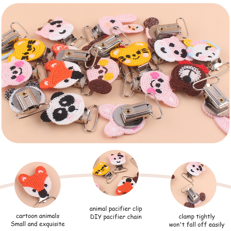 Bebé suministros nuevo ganchillo DIY animal Panda chupete clip bebé conejo clip pezón anti-gota cadena Accesorios