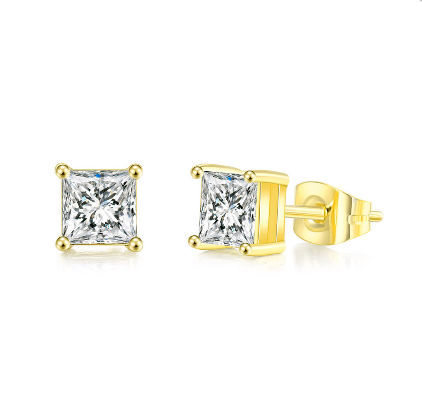 Classic Diamond Stud Earrings Geometric Zircon Fashion Jewelry_voghion.com