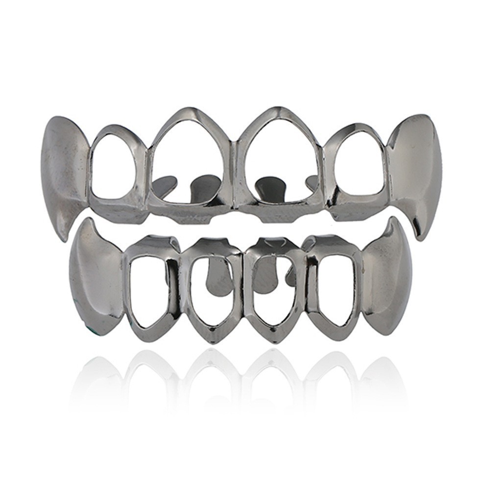 Europeo y americano nuevo hip hop personas real chapado en oro tirantes cóncavo-convexo Plaid textura hip hop tirantes grandes dientes de oro