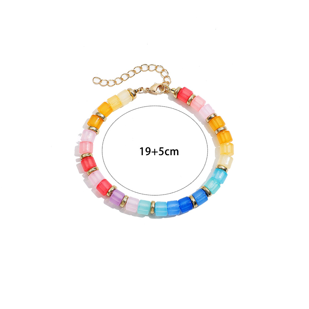 8g Weight Necklace Classification Resin, Copper Chain Material Beaded Chain Chain Type 1 Piece Quantity Holiday, Daily Occasion Resin, Copper Material Colorful Pattern All Seasons Season Women's Gender Vacation Style Vacation Colorful Resin Copper Beaded Chain Beaded Necklaces Wholesale 6