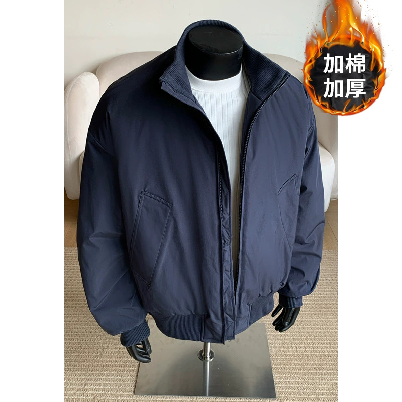 Мужская куртка-бомбер в американском стиле, хлопковая, свободного кроя, премиум-класса, утепленная, в стиле бейсбольной куртки.