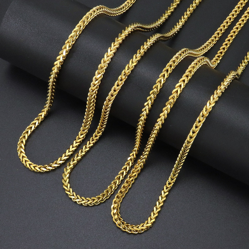 3mm wide stainless steel positive and negative CHAIN FRANCO CHAIN hipster hip hop style wear CHAIN necklace FRANCO CHAIN