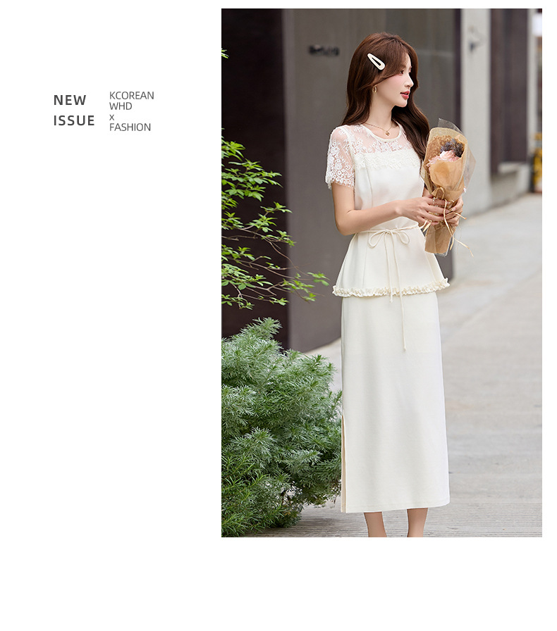 Bộ áo ren + chân váy hai mảnh nữ tính thanh lịch SX92621 — màu đen, Đỏ chà là, màu trắng ngà chi tiết 25