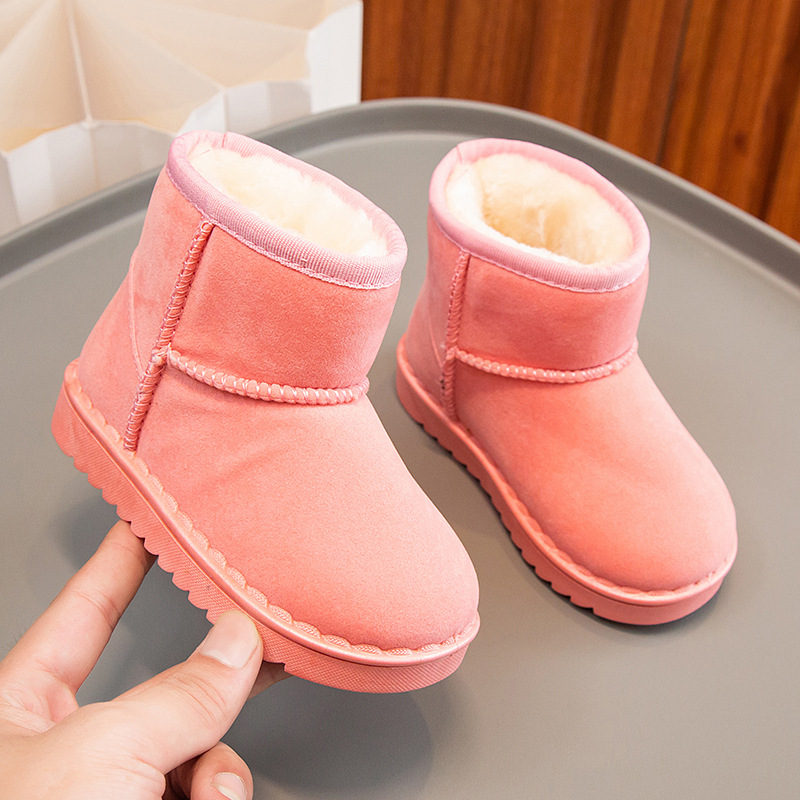 Bottes de neige pour enfants, garçons et filles, nouvel ensemble de bottes courtes, chaussures en daim et coton, isolation en peluche, hiver 2023_voghion.com