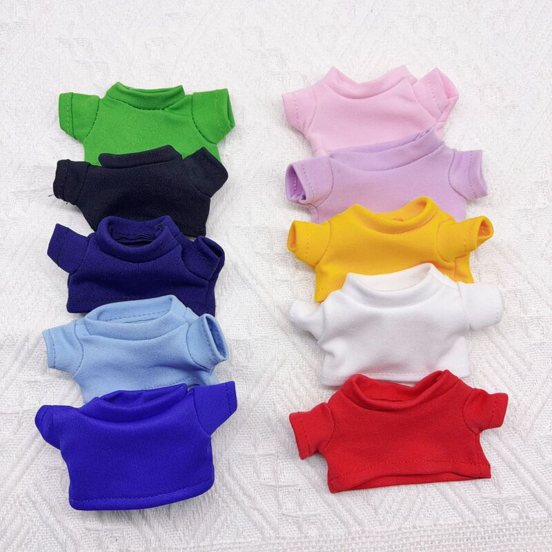 T-Shirt for Plush Dolls, Cotton Doll Accessories, 10cm Doll Clothes, Suitable for Labubu Clothes, Mei Mei Pendant, Short Sleeves