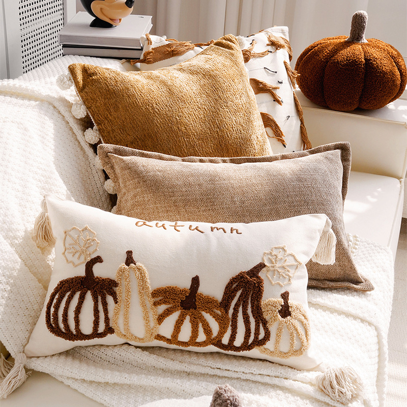 Luz de lujo simple almohada de viento lindo calabaza sofá funda almohada sofá asiento de cama almohada cojín image 5
