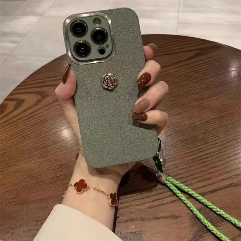 Estilo coreano Huawei mate60/50pro metal lente Apple 15Pro caja del teléfono para Huawei p60/M40 cuero