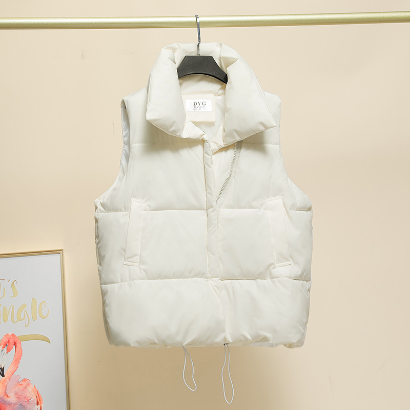 2022 otoño y invierno nuevo chaleco de algodón de pluma para estudiantes de estilo coreano suelto hombro exterior chaleco de abrazadera de caballo abrigo