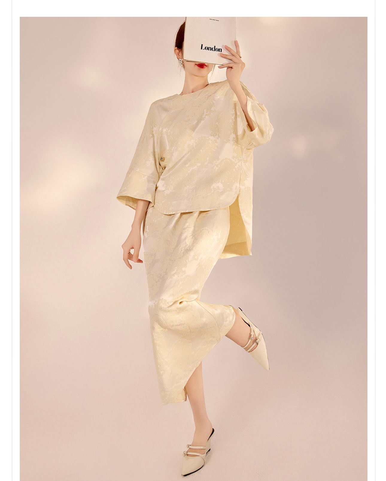Bộ áo chân váy phong cách Trung Quốc mùa xuân hè chất liệu rayon rộng rãi — Áo, Váy nửa chi tiết 13