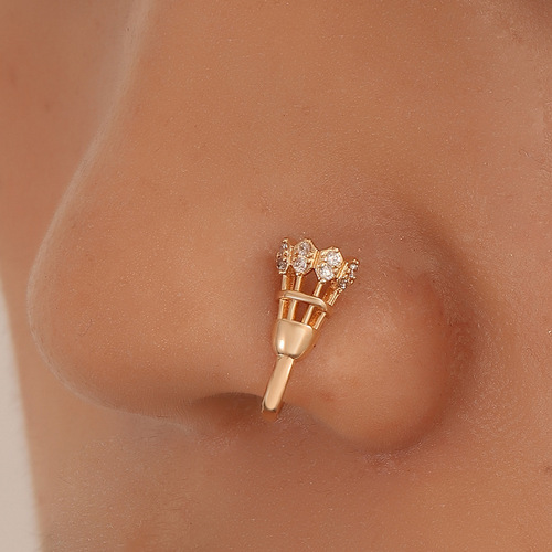 European and American non-perforated geometric U-shaped nose clip copper inlaid zircon letter butterfly snake-shaped nose ring fake nose piercing jewelry
