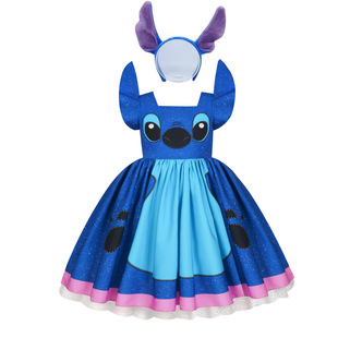In Stock! Foreign Trade New Kidsren's Stitch Stitch Girls' Flying Sleeve Skirt Accessories Set D1525