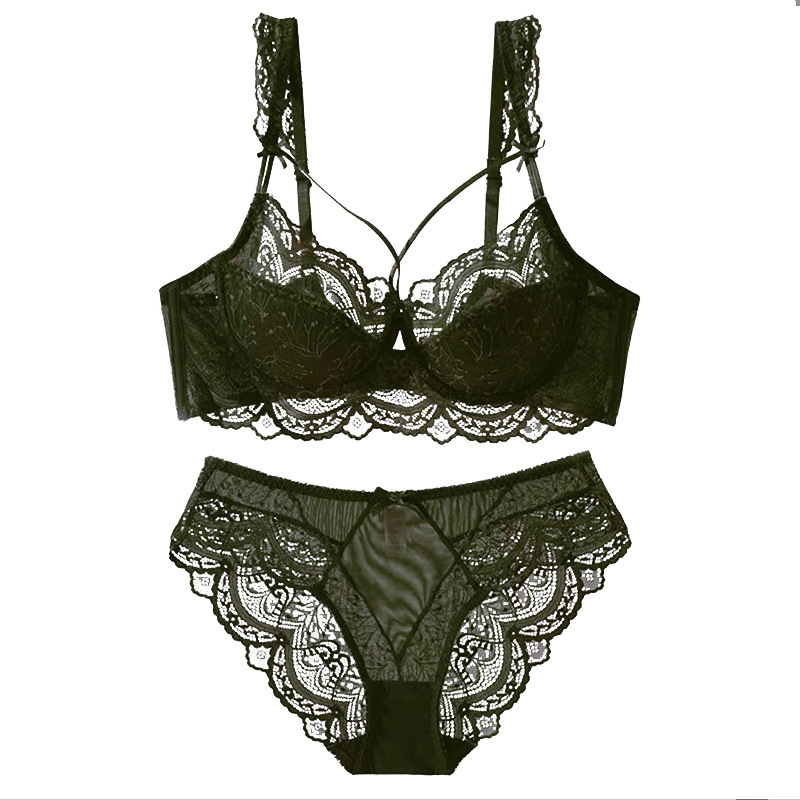 Grands anneaux en acier rouges de mariage fins et de grande taille, soutien-gorge avec ensemble de sous-vêtements froncés en dentelle pour femmes_voghion.com