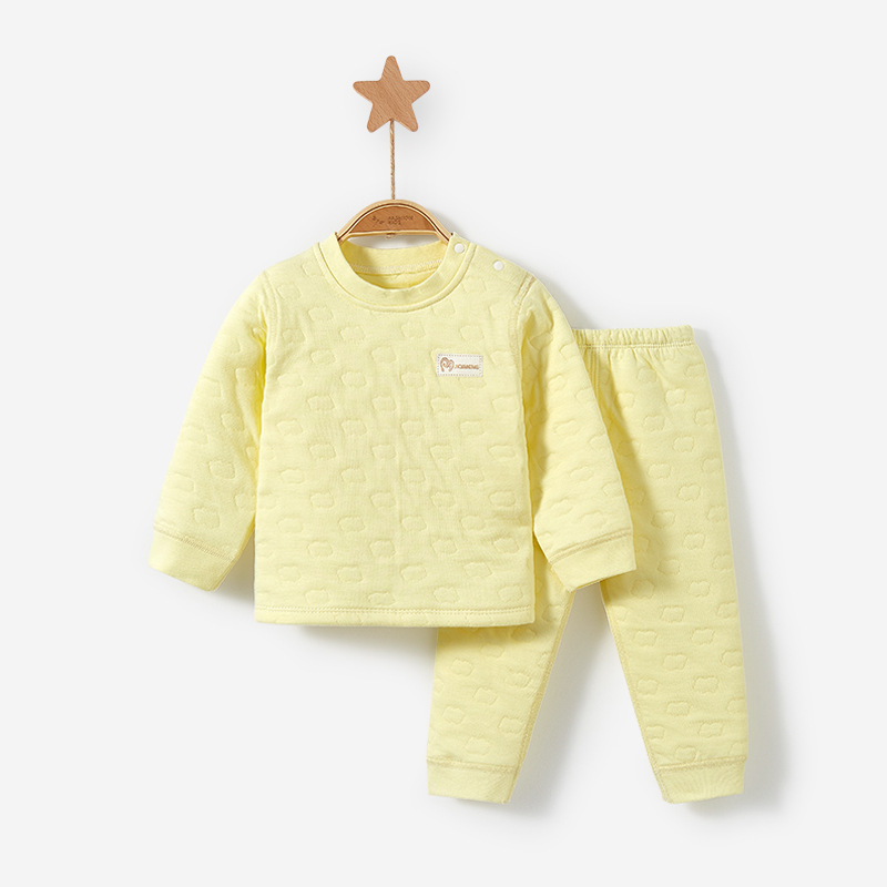 Ropa interior térmica para niños Otoño e Invierno niños y niñas ropa dividida bebé tocando fondo fino traje acolchado bebé otoño ropa pantalones largos