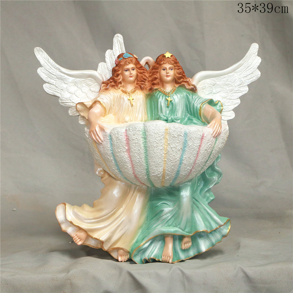 35 * 39cm doble ángel piscina de agua sagrada mira la luz personaje iglesia regalos familia sala de estar colgante artesanía 30 - 40