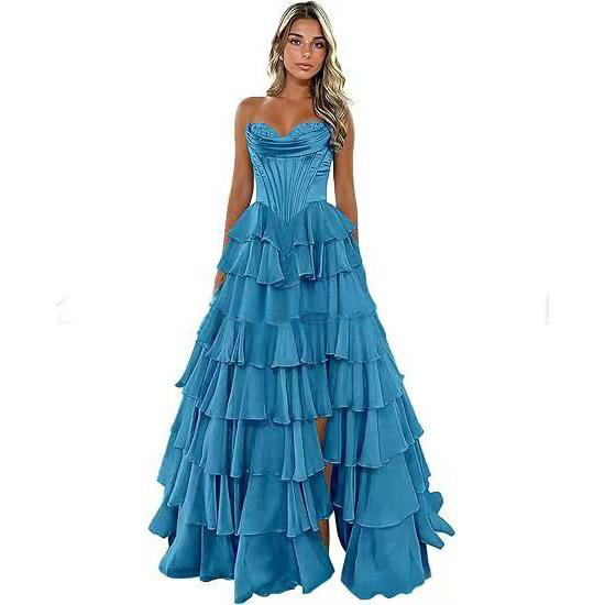 2025 New Tube Top Evening Dress Cross-Border Amazon Birthday Party Cake Skirt Prom Party Dress Dress