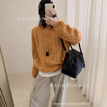 以时 韩系菱格毛衣 简约风软糯圆领套头针织内搭上衣 25冬NEW 女