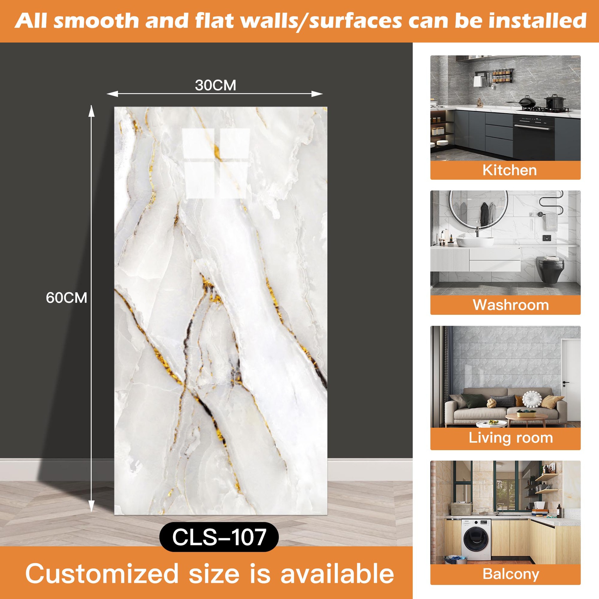 Azulejo de imitación transfronterizo pegatinas de pared papel tapiz autoadhesivo impermeable y a prueba de humedad pegatinas de mármol de baño papel tapiz de pared de fondo restaurado