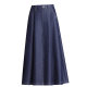 Real shot 2025 spring and summer new plus size women's high waist Denim A long fashion pleated umbrella skirt skirt