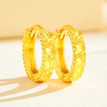 碎冰冰耳扣不脱模蜡电实心au750彩金耳饰简约耳环水贝黄金批