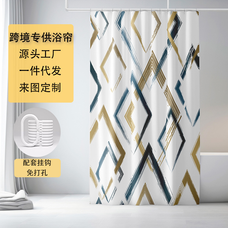 Cross-border e-commerce for digital printing shower curtain Amazon modern simple toilet kitchen hanging curtain partition curtain