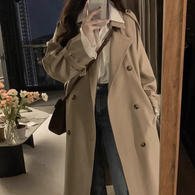 Cross-Border Women's Trench Coat Spring and Autumn 2025 New British Style Trendy Mid-Length Petite Korean Casual