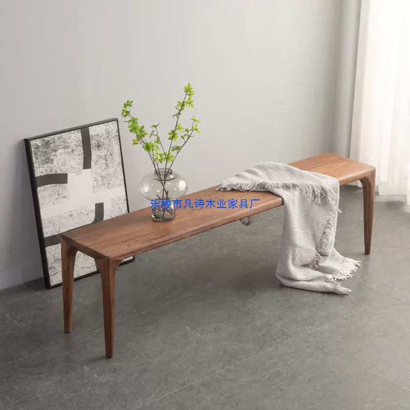 Североамериканская Скамья из черного орехового дерева, табурет на краю кровати для спальни, врезная и Шипованная скамья, длинный обеденный стул в японском стиле, табурет для смены обуви