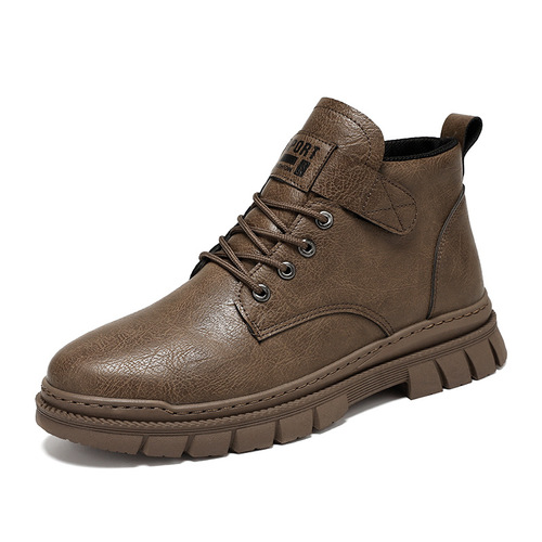 Martin boots men high-top British style boots outdoor trendy shoes mid-sole men leather boots height thick soled motorbike boots men