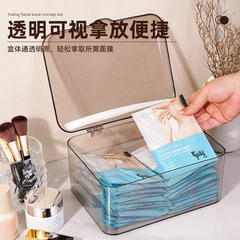 桌面化妆品收纳盒梳妆台整理家用洗漱品透明大容量带盖面膜储物盒