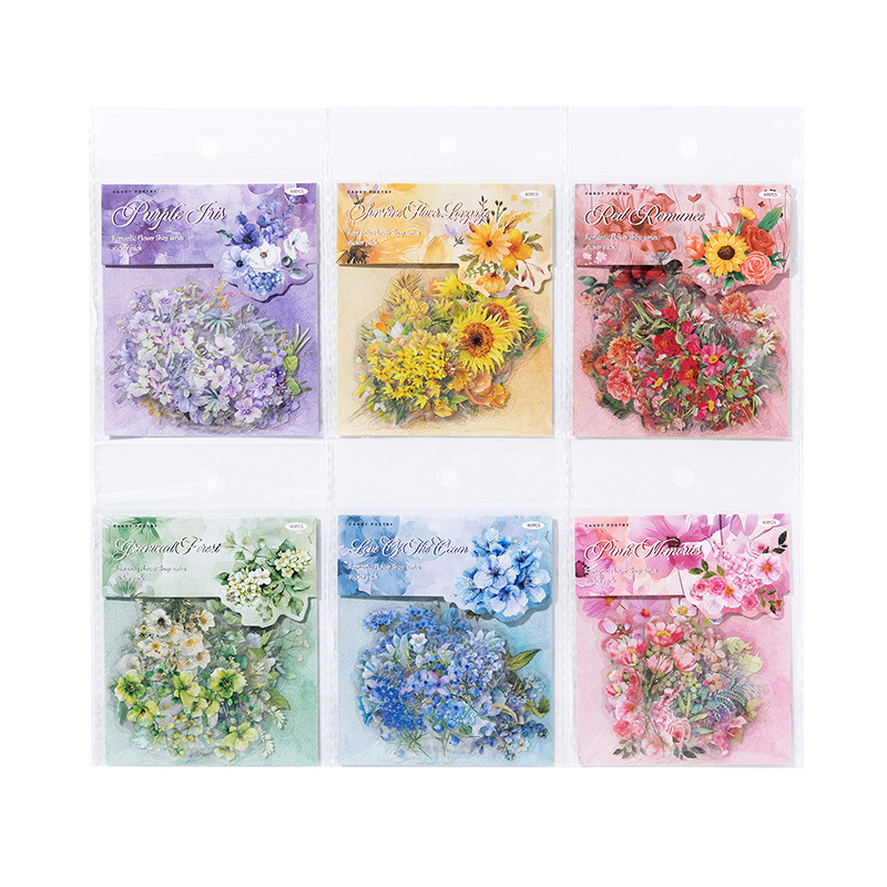 Sugar Poetry PET Bolsa de pegatinas de tinta blanca Florería romántica Fresh ins Girl Hand cuenta material de decoración de bricolaje pegatinas de paisajismo