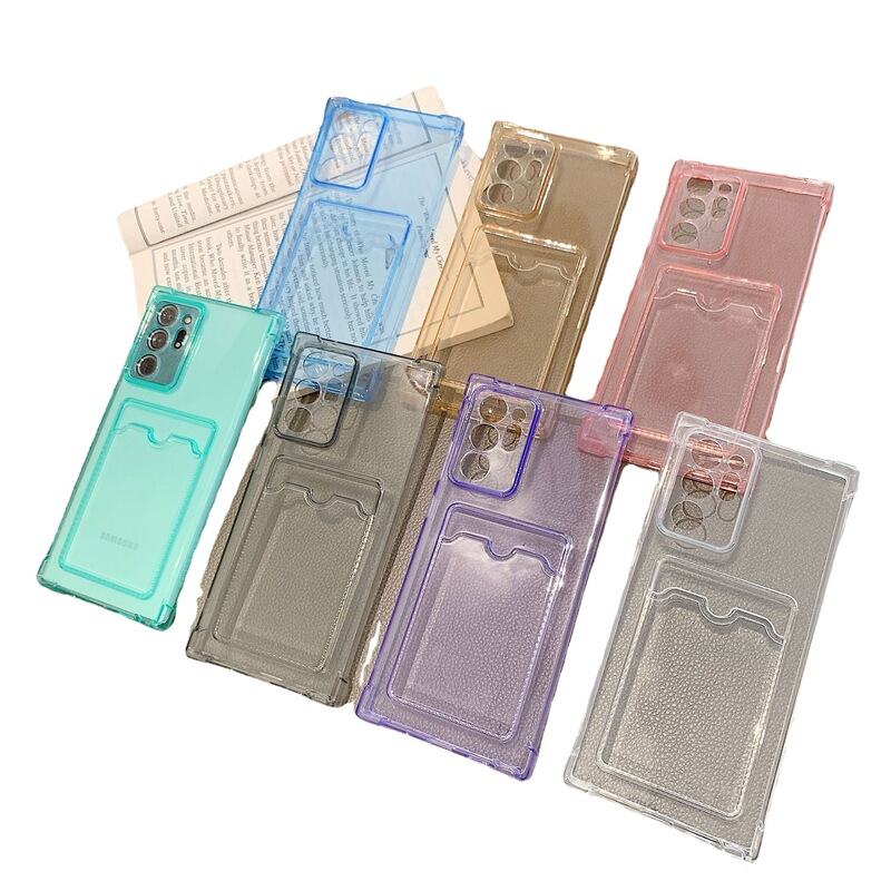 Suitable for Samsung Note20 Card Holder Tpu Case S25 Ultra Four-Corner Anti-Drop Transparent Protective Case S26 Soft Case A56