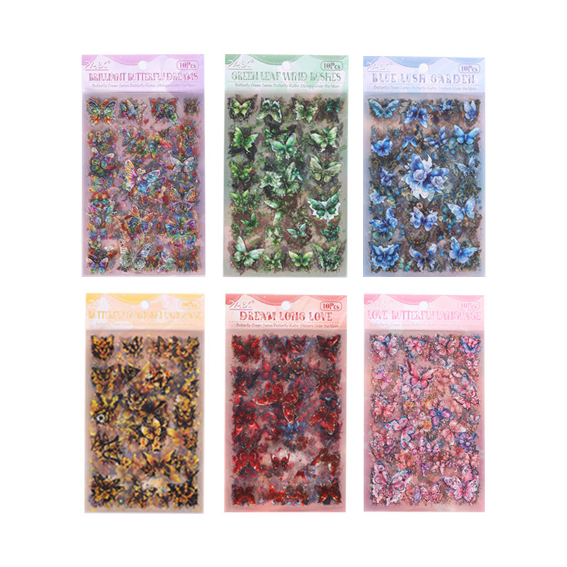 Luna Dream Butterfly transparente pegatinas impermeables para mascotas diy pegatinas de diario de mano pegatinas de mariposa retro transfronterizas pegatinas de animales